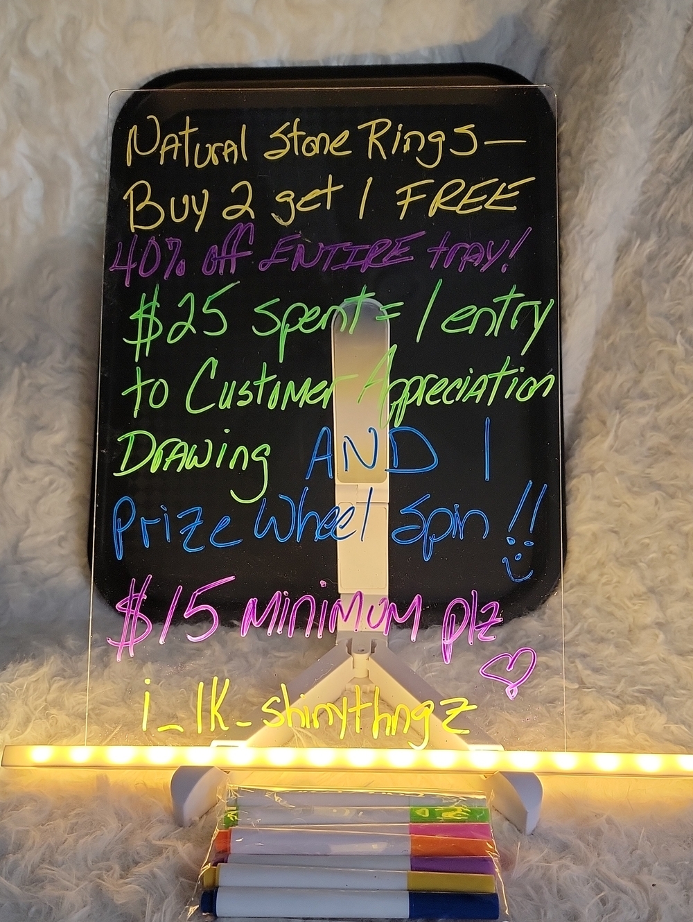 Light Up Acrylic Message Board with Colorful Markers